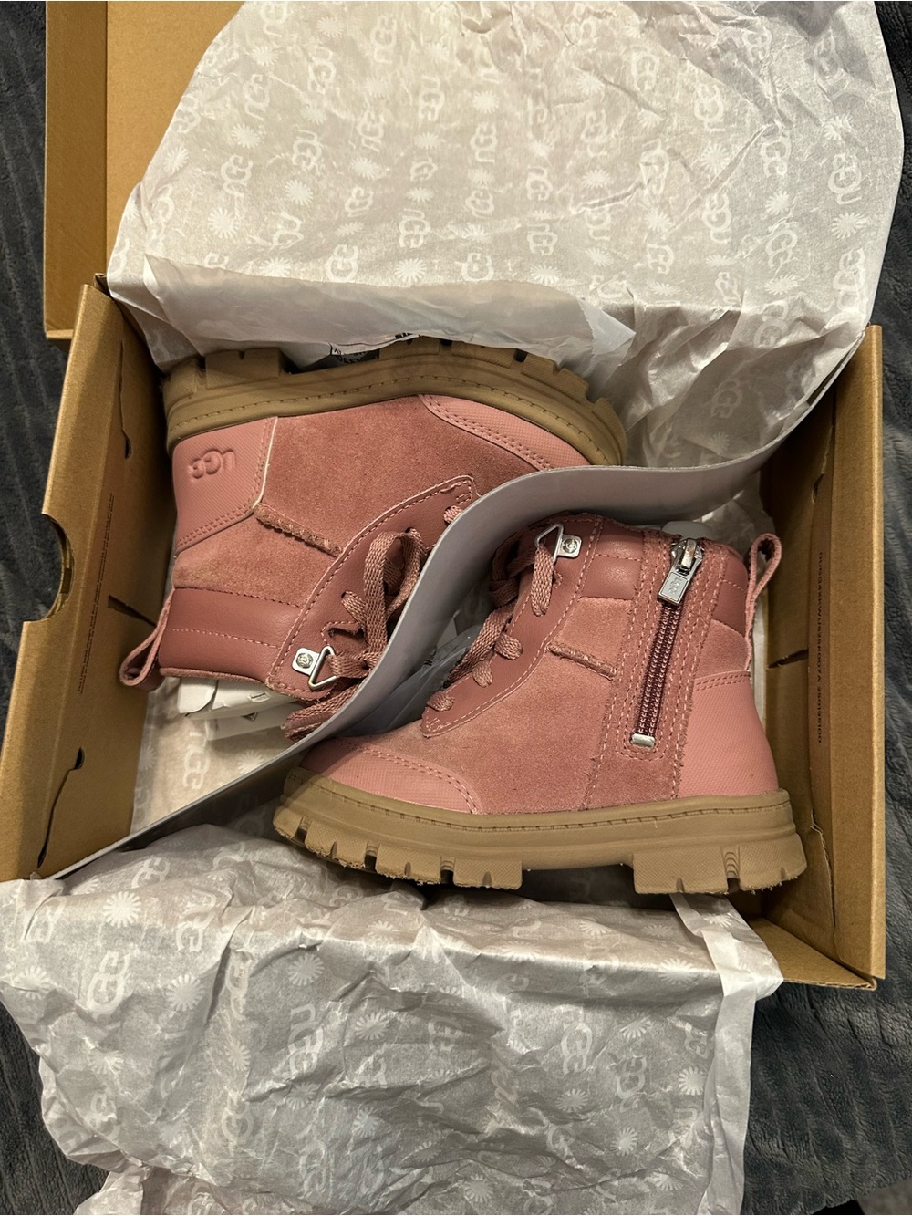 UGG Kids' Ashton weatherized pink Lace-Up & Zip Winter Boots